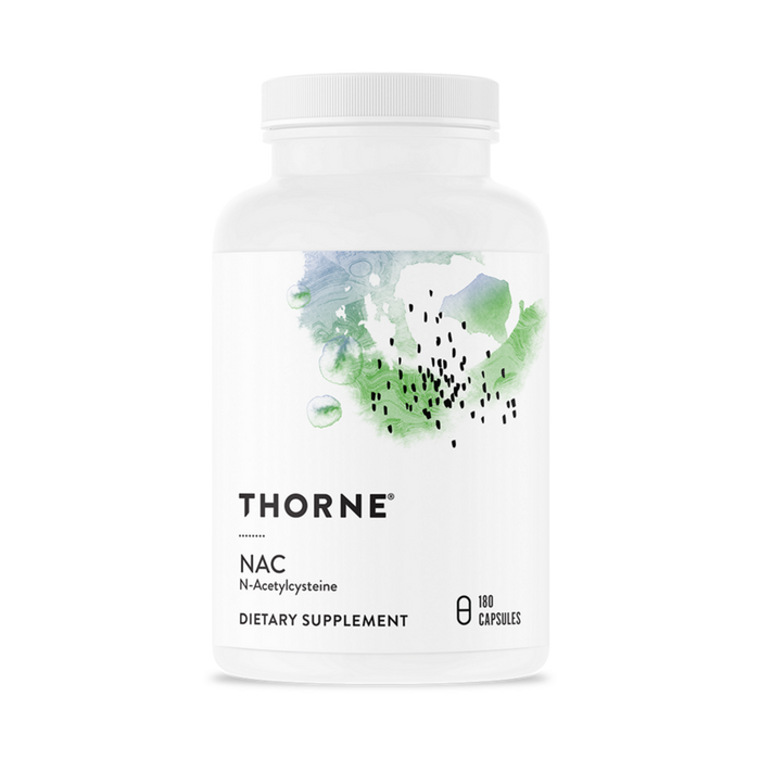 Thorne NAC 500 mg, 90 capsules, front of bottle, alternate view