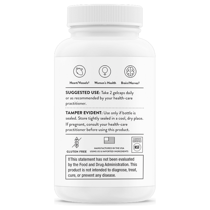 Thorne Prenatal DHA 60 gelcaps suggested use label