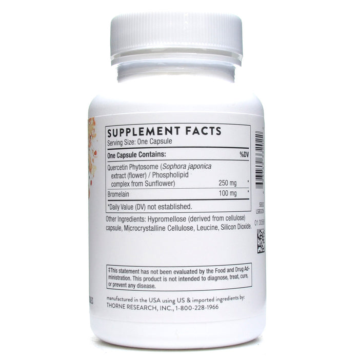 Thorne Quercetin Complex 60 capsules supplement facts label