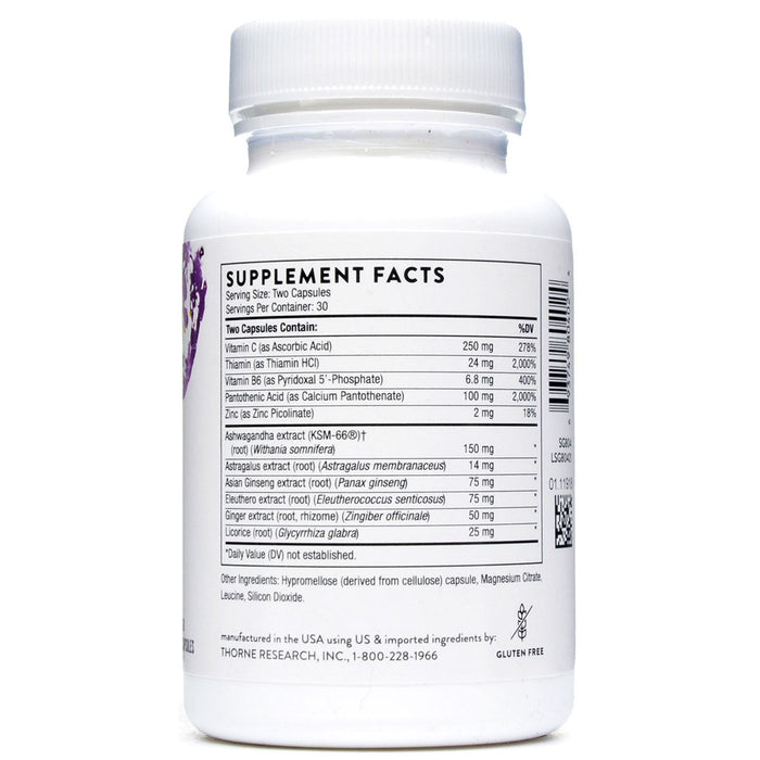 Thorne Stress Balance 60 capsules supplement facts label