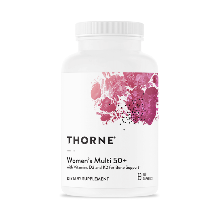 Thorne Women's Multi 50+, 180 capsules, front of bottle