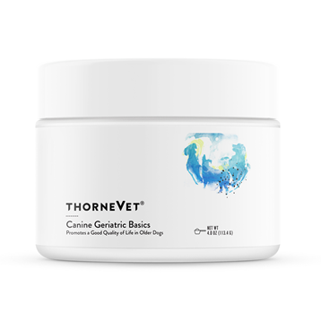 ThorneVet Canine Geriatric Basics powder, 4 oz, front of canister