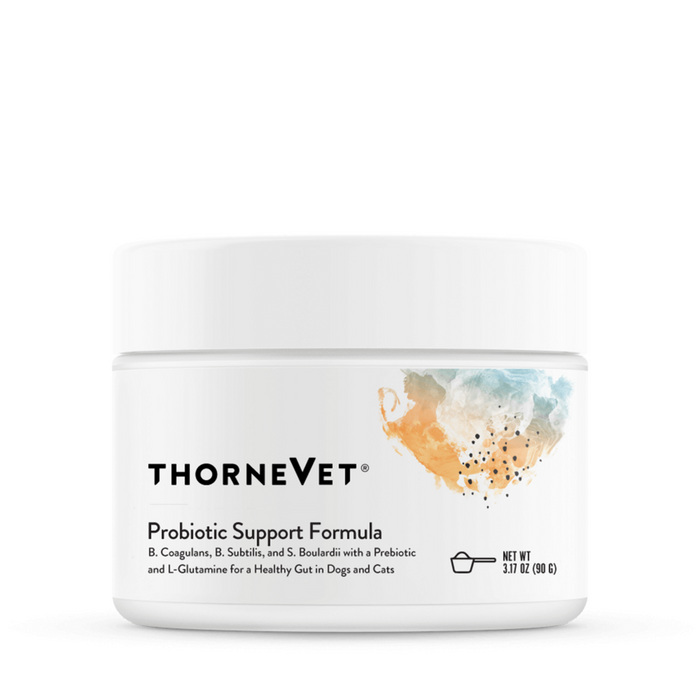 ThorneVet Probiotic Support Formula powder, 3.17 oz, front of canister