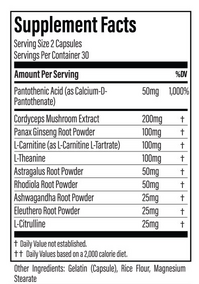 Thyroid Specific Formulations Adrenal Energy Supplement Facts