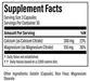 Thyroid Specific Formulations Calcium Magnesium 90 capsules supplement facts label