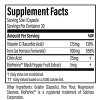 Thyroid Specific Formulations Easy Iron 30 capsules supplement facts label