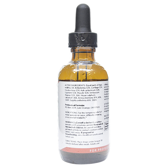 Bottle with active ingredients label on a white background