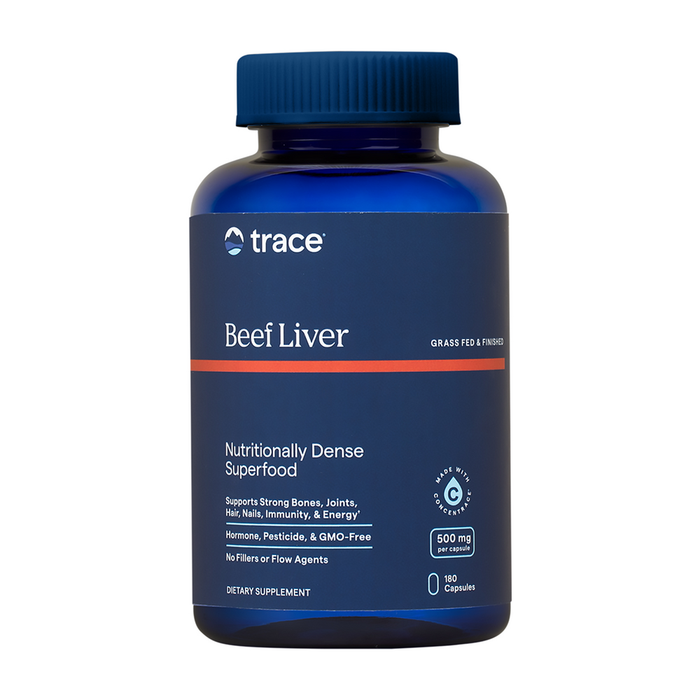Trace Minerals Research Beef Liver, 180 capsules, front of bottle