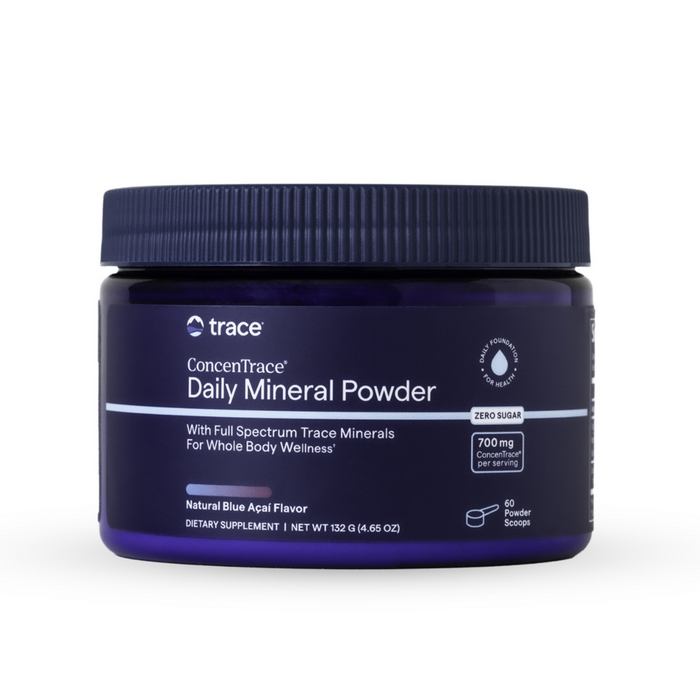 Trace Minerals Research ConcenTrace Daily Mineral Powder Blue Acai, front of container