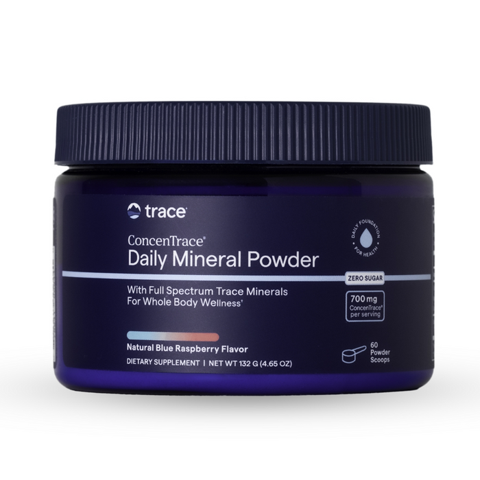 Trace Minerals Research ConcenTrace Daily Mineral Powder Blue Raspberry, front of container