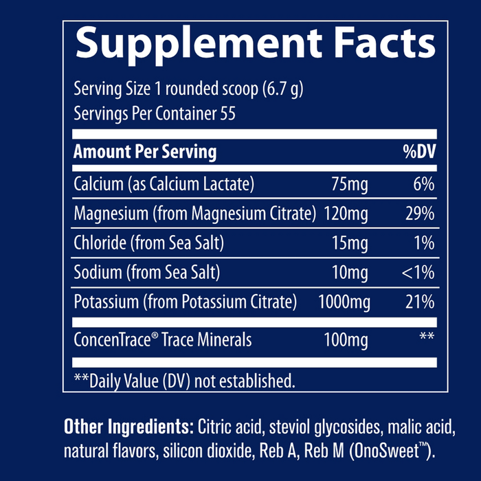 Trace Minerals Research Keto Electrolyte Powder Lemon Lime 13 oz supplement facts label