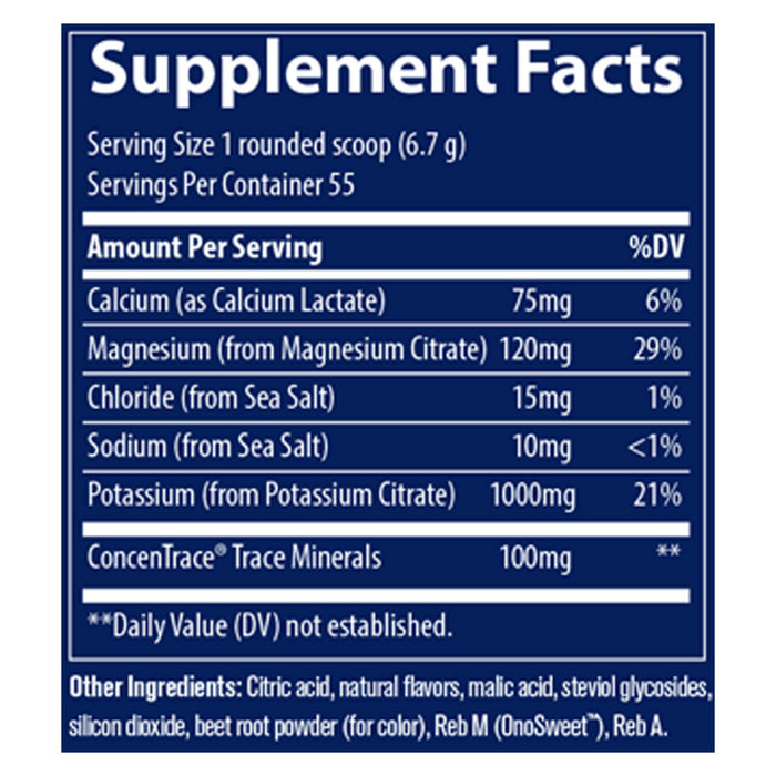 Trace Minerals Research Keto Electrolyte Powder Strawberry Lemonade 13 oz supplement facts label