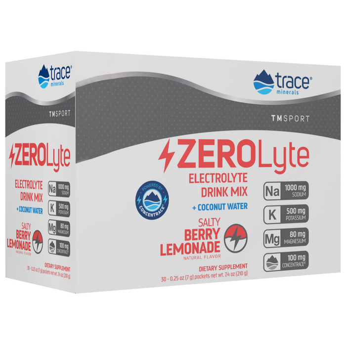 Trace Minerals Research ZEROLyte Salty Berry Lemonade, 30 packets, front of box