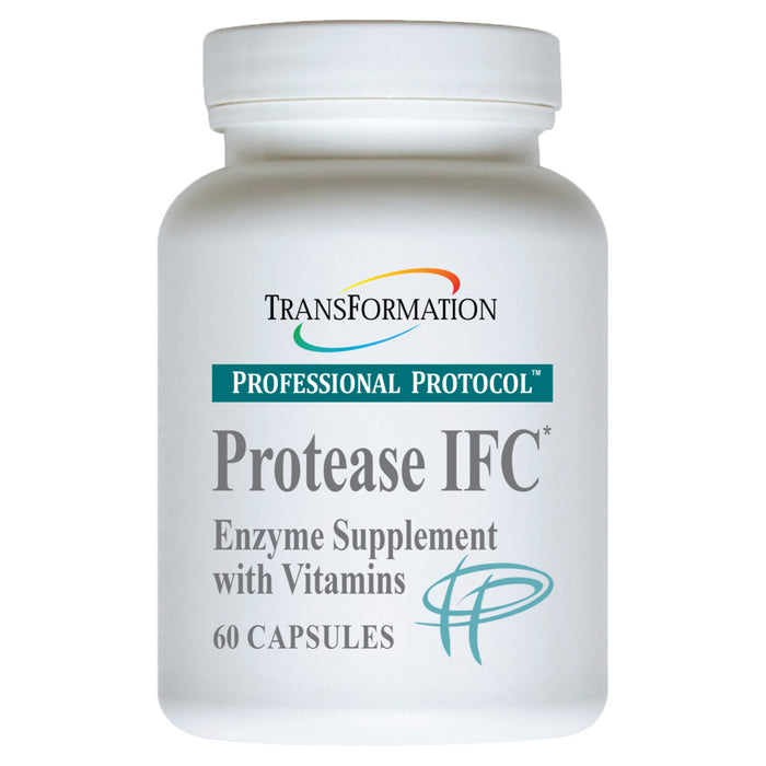Supplement bottle labeled 'Protease IFC' by Transformation Professional Protocol on a white background