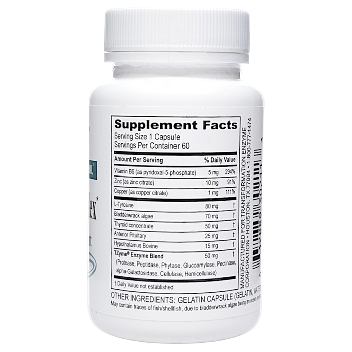 Transformation Enzymes Thyroid Complex 60 capsules supplement facts label