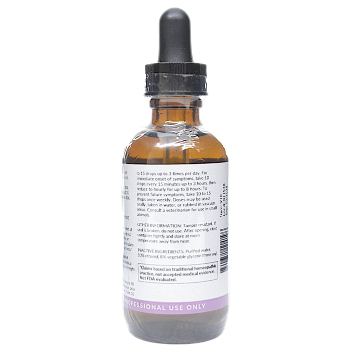 Bottle with inactive ingredients label on a white background