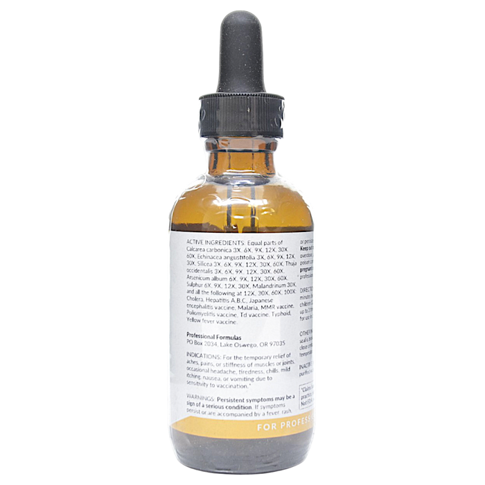 Bottle with active ingredients label on a white background