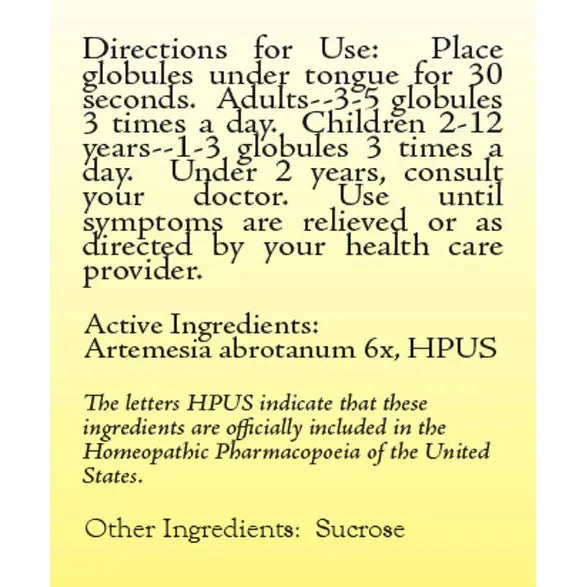 True Botanica Abrotanum 6X 23 g label information panel