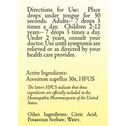 True Botanica Aconitum 30X 30 mL label information panel
