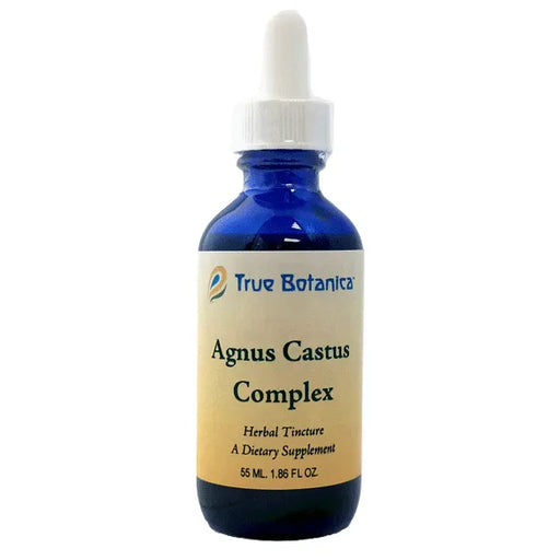 True Botanica Agnus Castus Herbal Tincture, 1.86 fl oz, front of dropper bottle