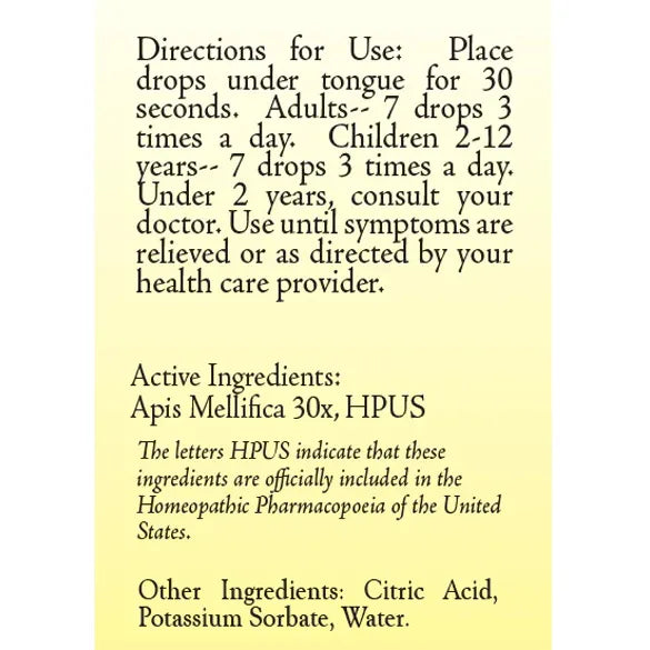 True Botanica Apis Mell. 30X 30 mL label information panel