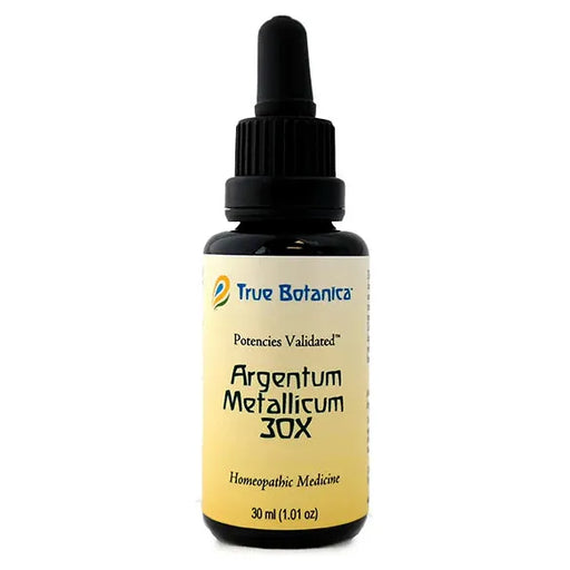 True Botanica Argentum Metallicum 30X, 30 mL, front of dropper bottle