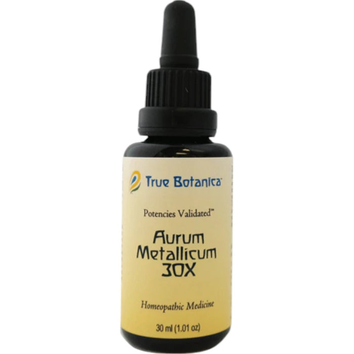 True Botanica Aurum Metallicum 30X, 30 mL, front of dropper bottle