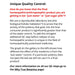 A text-heavy informational graphic on a white background with black and red headline text reading 'Unique Quality Control' and several paragraphs explaining quality testing for homeopathic products.