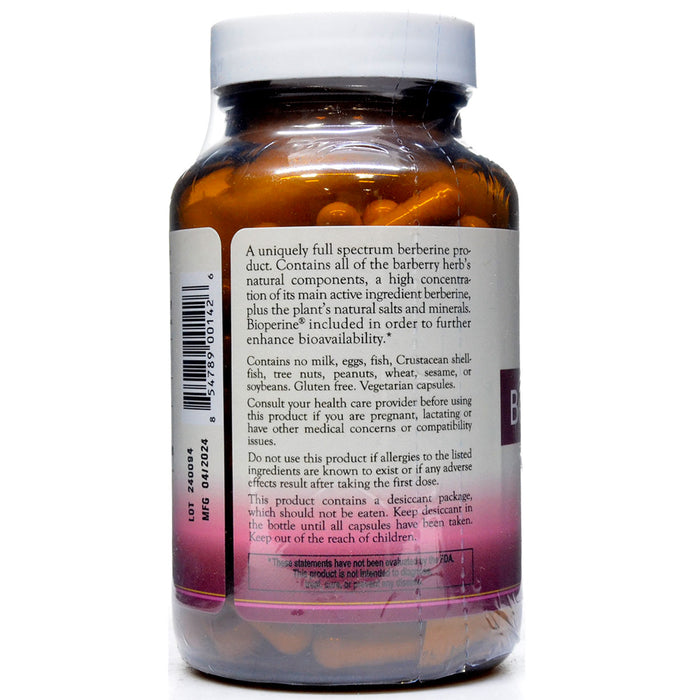 True Botanica Berberine Plus 120 capsules label information panel