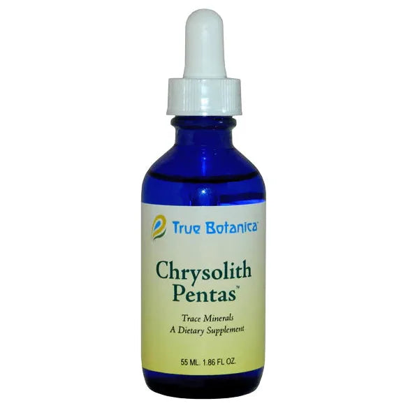 True Botanica Chrysolith Pentas TMS, 1.86 fl oz, front of dropper bottle