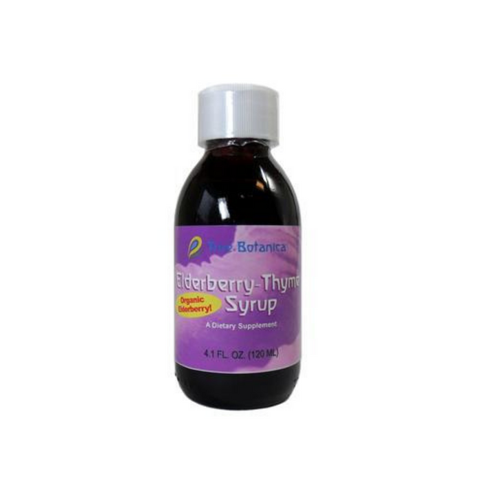 True Botanica Elderberry-Thyme Syrup, 4 fl oz, front of bottle