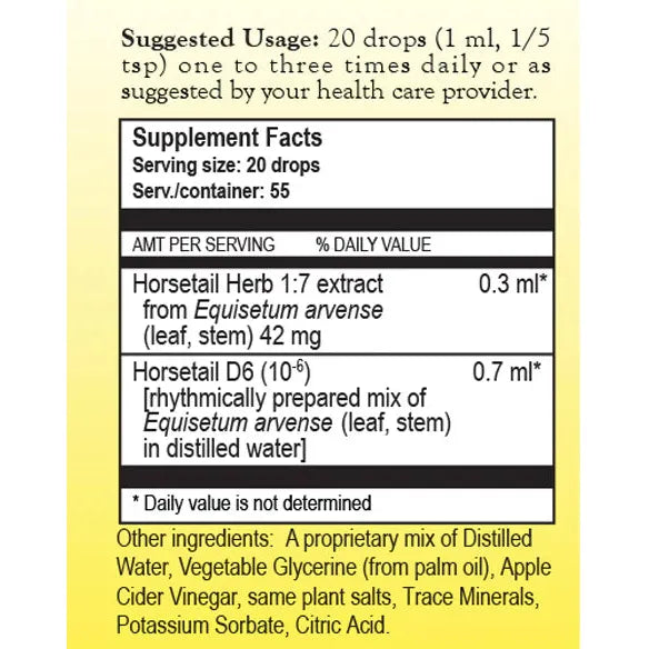 True Botanica Equisetum Complex Herbal Tincture 1.86 fl oz supplement facts label