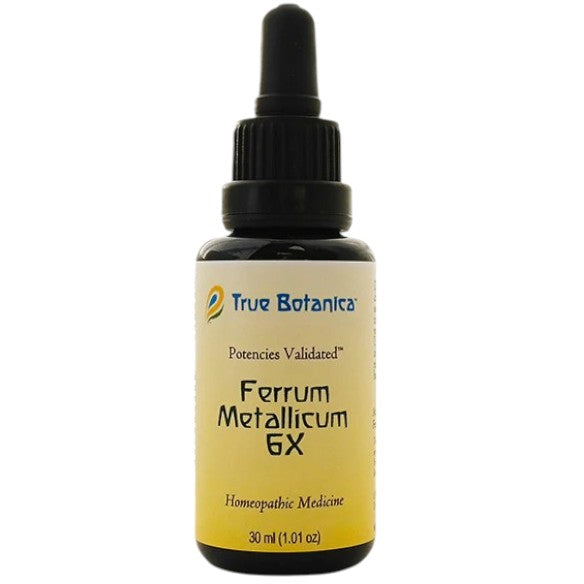 True Botanica Ferrum Metallicum 6X, 30 mL, front of dropper bottle