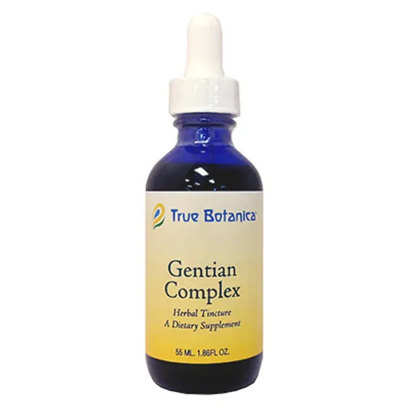 True Botanica Gentian Herbal Tincture, 1.86 fl oz, front of dropper bottle