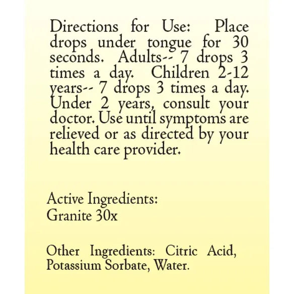 True Botanica Granite 30X 30 mL label information panel