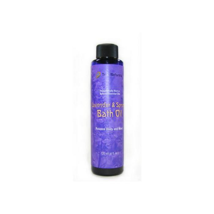 True Botanica Lavender & Spruce Bath Oil, 4 fl oz, front of bottle