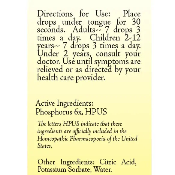 True Botanica Phosphorus 6X 30 mL label information panel