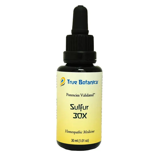 True Botanica Sulfur 30X, 30 mL, front of dropper bottle