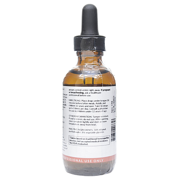 Bottle with inactive ingredients label on a white background