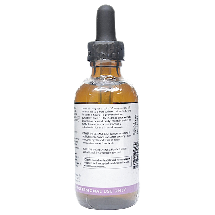 Bottle with inactive ingredients label on a white background
