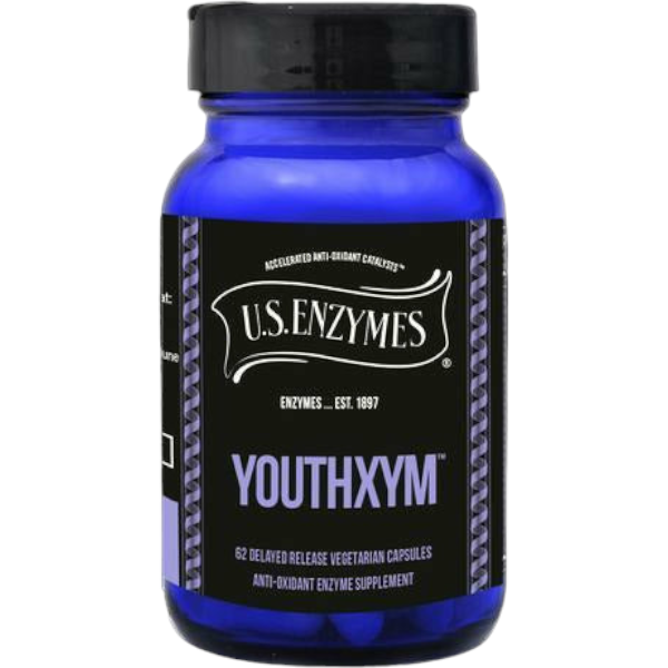 U.S. Enzymes Youthxym Delayed Release, 62 capsules, front of bottle