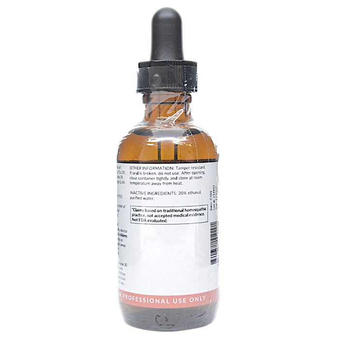 Bottle with inactive ingredients label on a white background