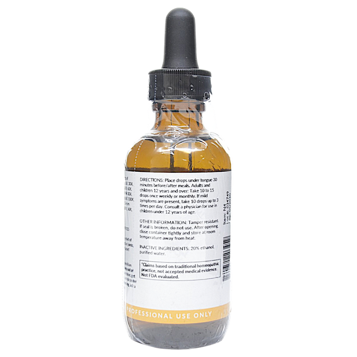Bottle with inactive ingredients label on a white background