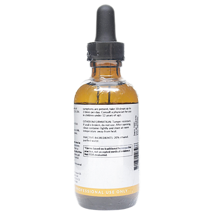 Bottle with inactive ingredients label on a white background
