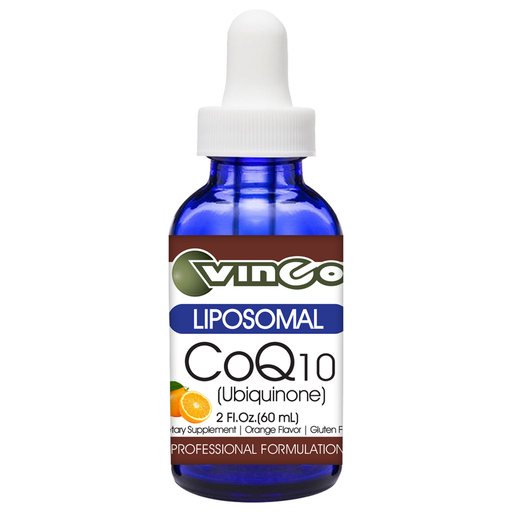 Vinco Liposomal CoQ10 (Ubiquinone), 2 fl oz, front of dropper bottle