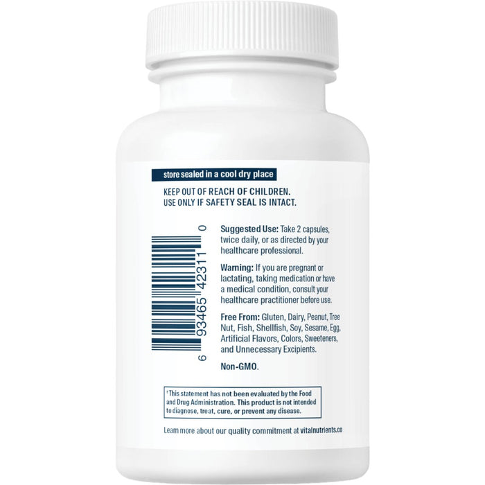 Vital Nutrients Adrenal Support 60 capsules suggested use label
