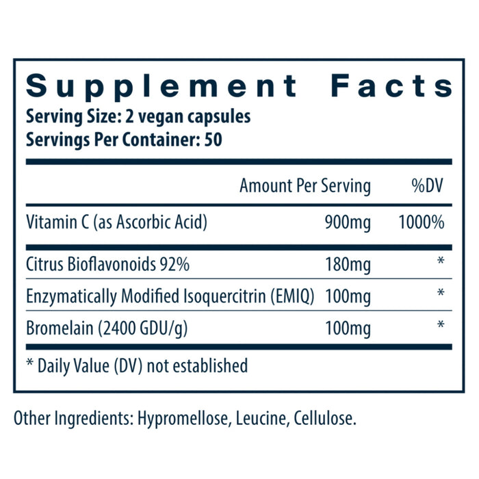 Vital Nutrients Aller-C 100 capsules supplement facts label