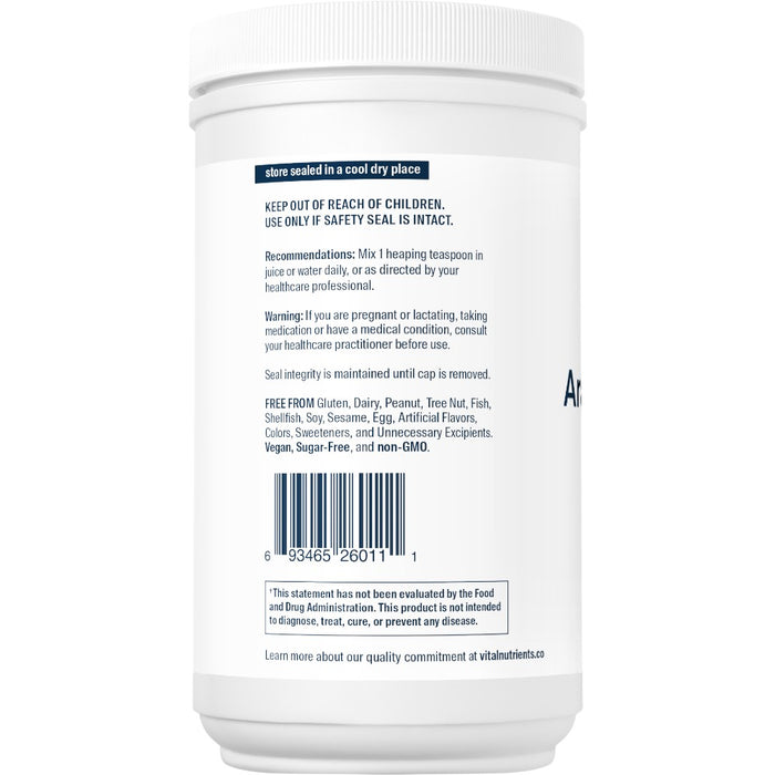 Vital Nutrients Arabinogalactan Powder 300 g suggested use label