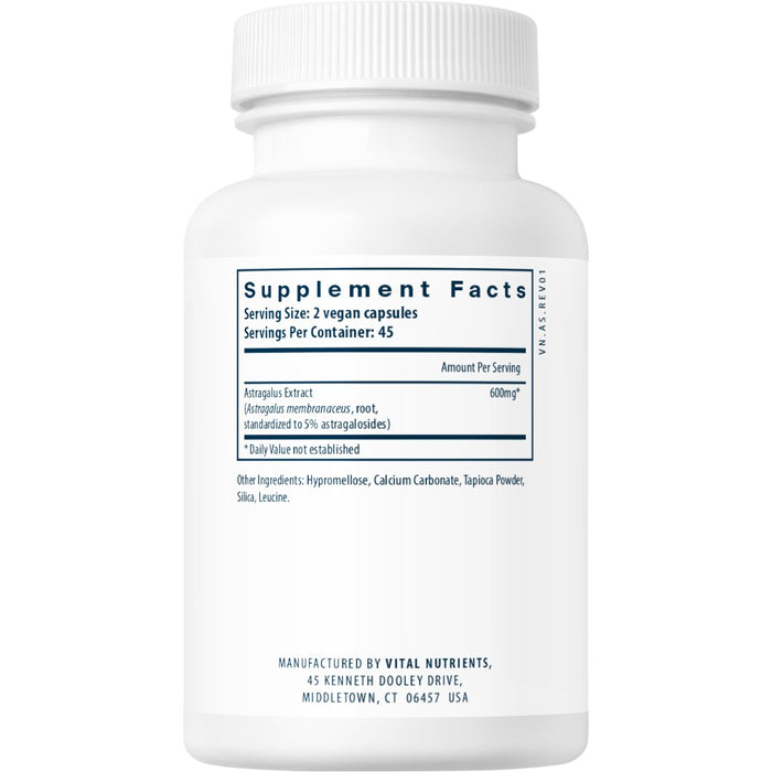 Vital Nutrients Astragalus Root Extract 300 mg 90 capsules supplement facts label