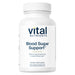Supplement bottle labeled 'Vital Nutrients Blood Sugar Support' on a white background